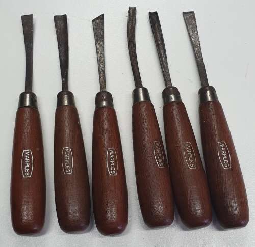 Set of 6 Marples carving chisels. 152mm