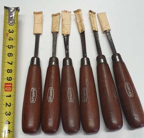 Set of 6 Marples carving chisels. 152mm