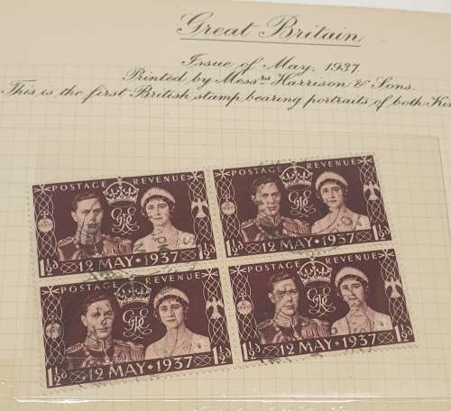 1937 Coronation stamp album + stamps.