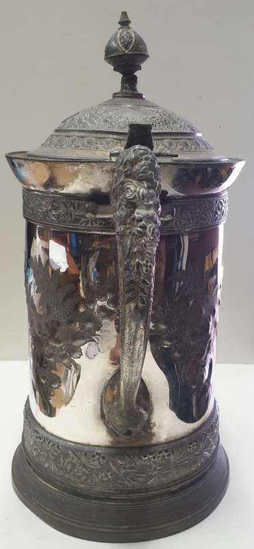 1868 Meriden B Company Victorian silver plated water pitcher.