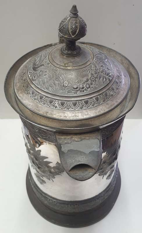 1868 Meriden B Company Victorian silver plated water pitcher.
