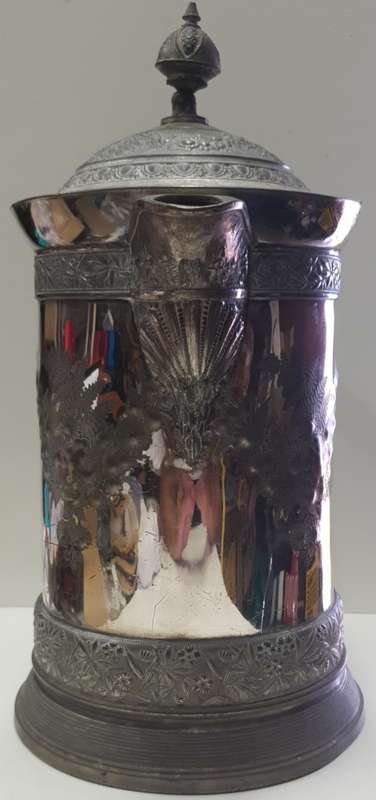 1868 Meriden B Company Victorian silver plated water pitcher.