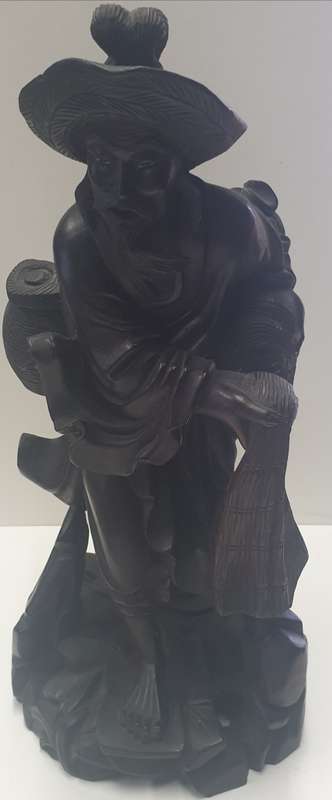 Antique Hand crafted wooden Chinese Fisherman