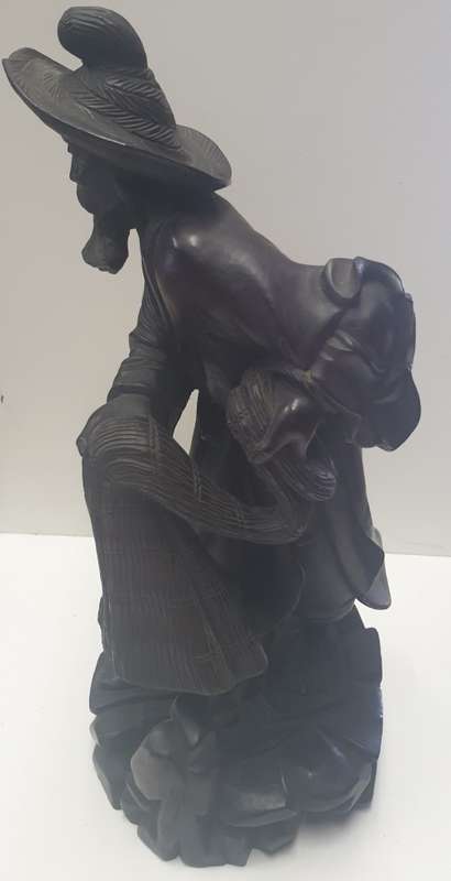 Antique Hand crafted wooden Chinese Fisherman