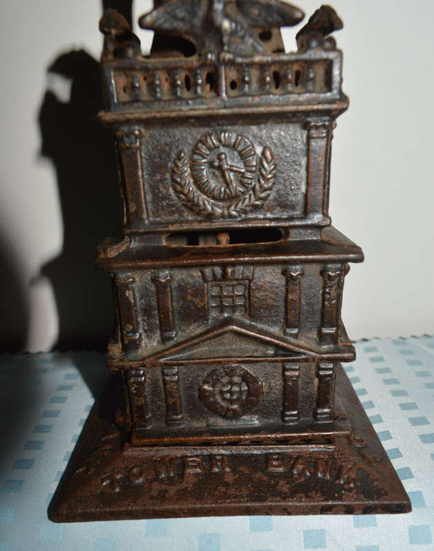 Antique Cast Iron Bank Independence Hall Philadelphia Tower Bank