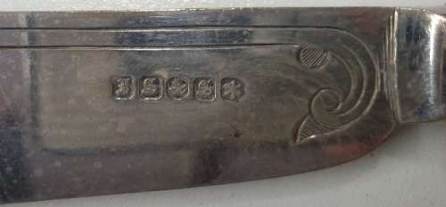 1877 John Sanderson and Son Silverplated 24 piece Fish knife and fork set.