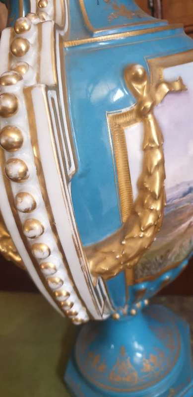 Antique French Sevres ` Style ` Urn. ( Picking Cherries ) 21` Tall FOR THE STATELY HOME