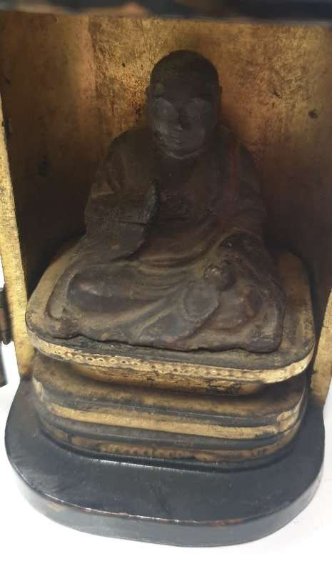 Antique Edo period Japanese wood carved Zushi fine traveling shrine