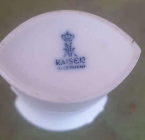 Vintage Kaiser White Bisque Porcelain Vase. Signed M Frey. Number 740/7