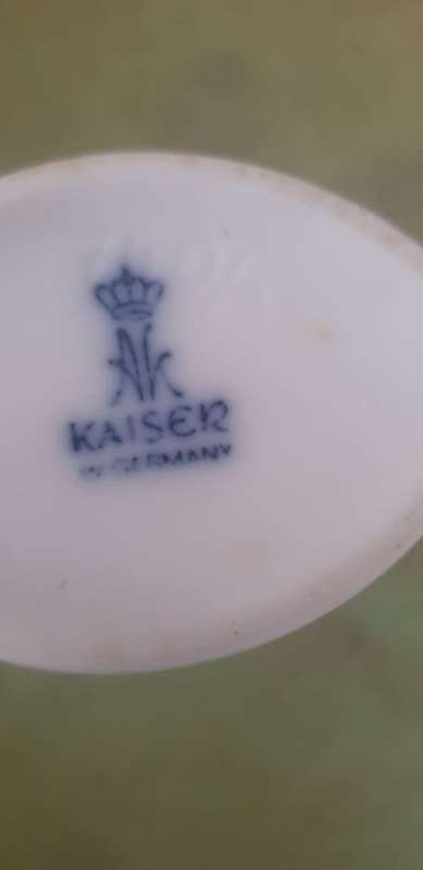 Vintage Kaiser White Bisque Porcelain Vase. Signed M Frey. Number 740/7