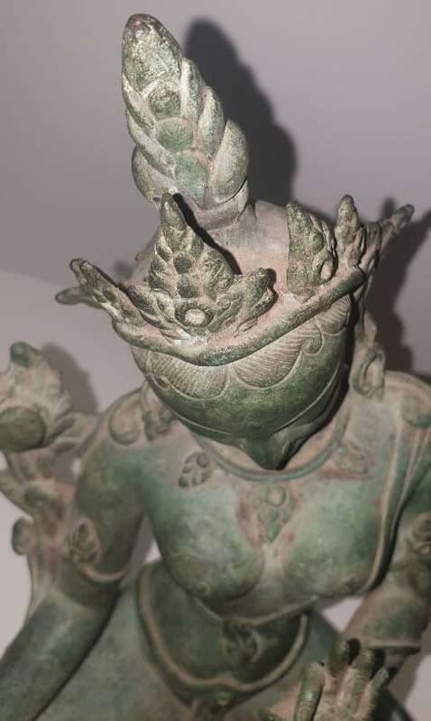 Nepal Bronze Tara Statue with Green Patina
