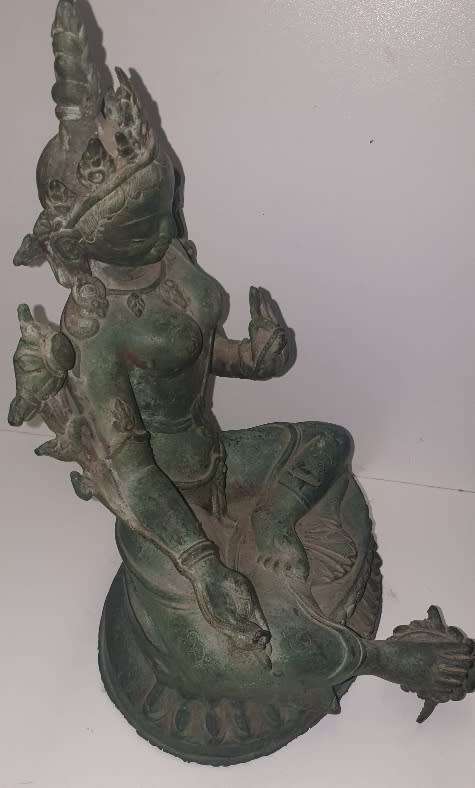 Nepal Bronze Tara Statue with Green Patina