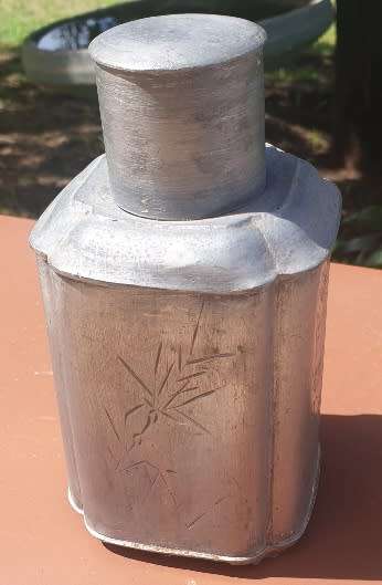 1900 - 1940 Antique Chinese Pewter Tea Caddy