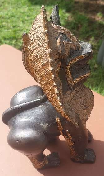 Vintage Burmese Bronze Figurine of Singha Foo Dog.