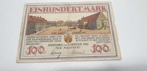 4 GERMAN NOTGELD NOTES. PLEASE SEE PICTURES AND DESCRIPTION