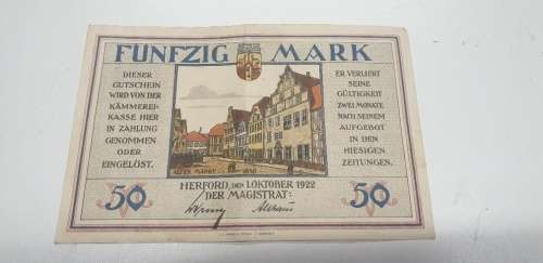 4 GERMAN NOTGELD NOTES. PLEASE SEE PICTURES AND DESCRIPTION