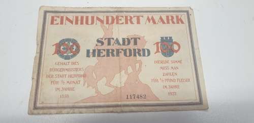 4 GERMAN NOTGELD NOTES. PLEASE SEE PICTURES AND DESCRIPTION