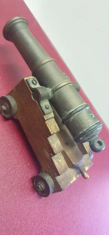 Antique Bronze and wooden toy/display Cannon. Circa 1864?