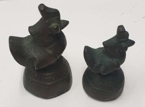 PAIR OF ANTIQUE BRONZE BURMESE BIRD OPIUM WEIGHTS