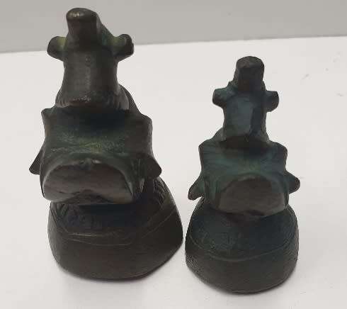 PAIR OF ANTIQUE BRONZE BURMESE BIRD OPIUM WEIGHTS