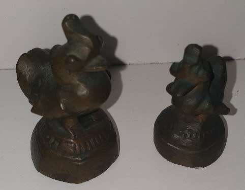 PAIR OF ANTIQUE BRONZE BURMESE BIRD OPIUM WEIGHTS