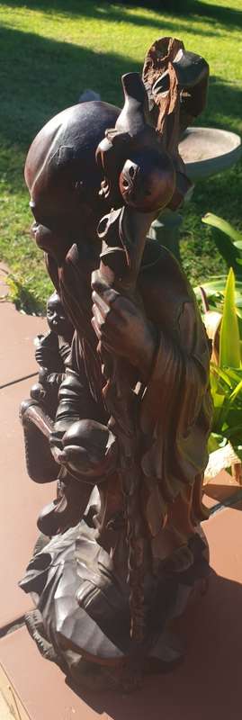 Shou Lao God of Longevity Wooden Carved Statue