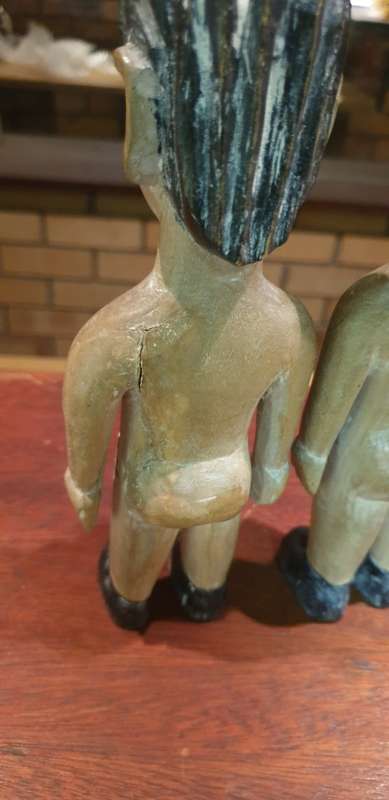 Venavi West African Wood Carved Ewe Doll Twins
