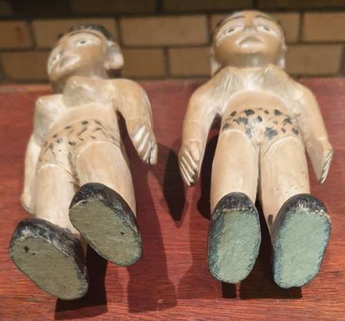 Venavi West African Wood Carved Ewe Doll Twins