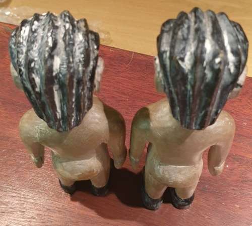 Venavi West African Wood Carved Ewe Doll Twins
