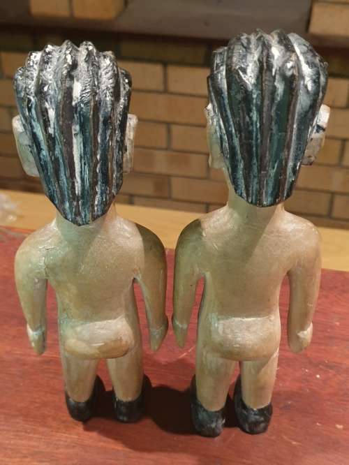 Venavi West African Wood Carved Ewe Doll Twins
