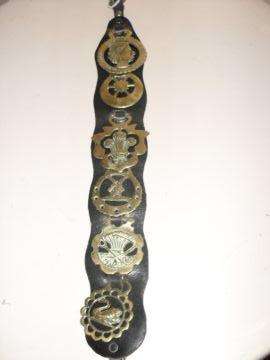 HORSE BRASS ON LEATHER BELT