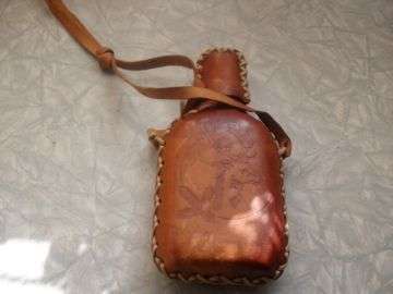 LOVELY WHISKEY  BOTTLE WITH GENUINE LEATHER COVER
