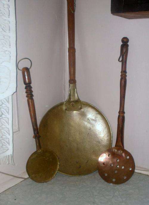 3 STUNNING BRASS AND COPPER  LADLES FOR YOUR WALL