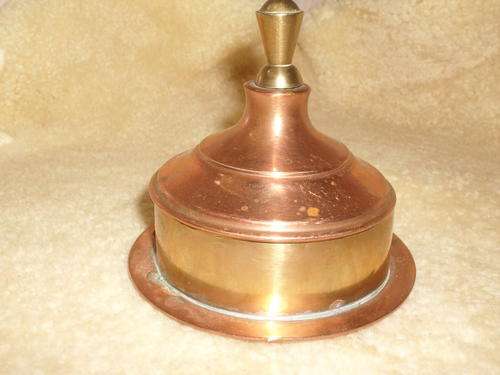 STUNNING BRASS AND COPPER BUTTER DISH.