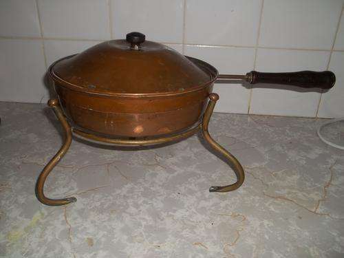 COPPER PAN ON STAND.