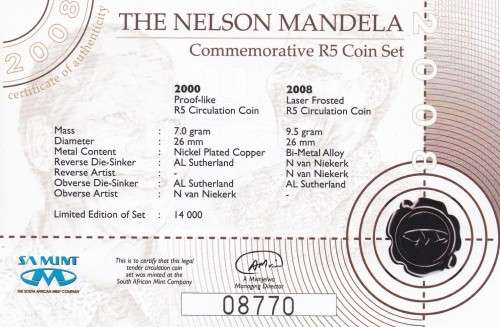 THE NELSON MANDELA COMMEMORATIVE R5 COIN SET