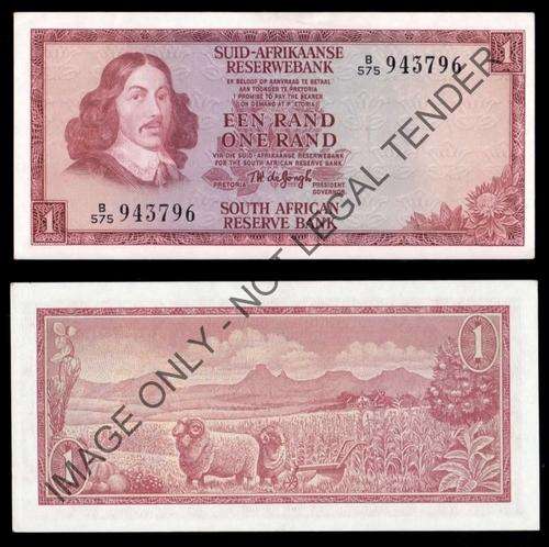 #  T W de JONGH  - One Rand (Afr/Eng/)  -  1975 - 3rd ISSUE  -  B575  -  Unc  #