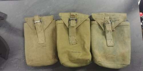 3x Genuine Rhodesian made and Issued Pattern 69 FN FAL Rifle Magazine Pouches