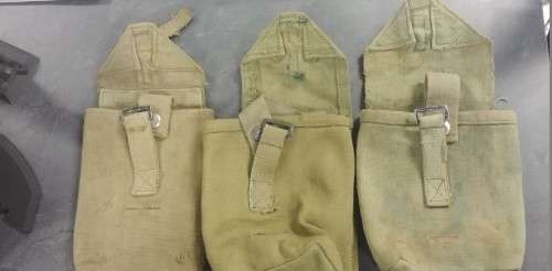 3x Genuine Rhodesian made and Issued Pattern 69 FN FAL Rifle Magazine Pouches