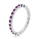 Outstandingly Exquisite Sterling Silver Eternity Stack Ring with created Amethyst