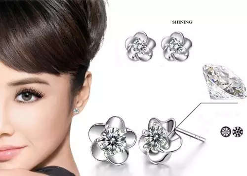 Stunning White Gold filled zirconia Flower Earrings