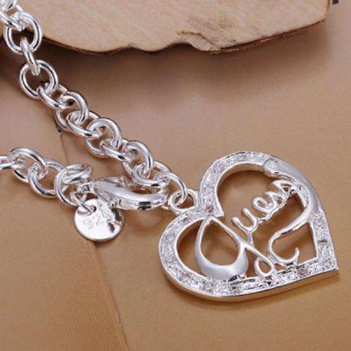 silver guess heart necklace