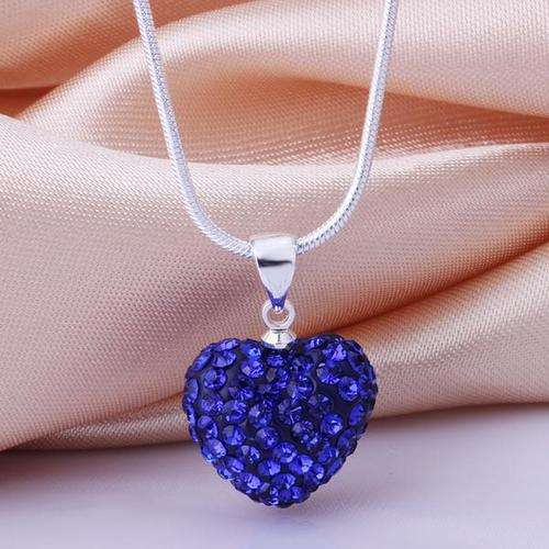 Sparkling Saphire Blue Heart Necklace