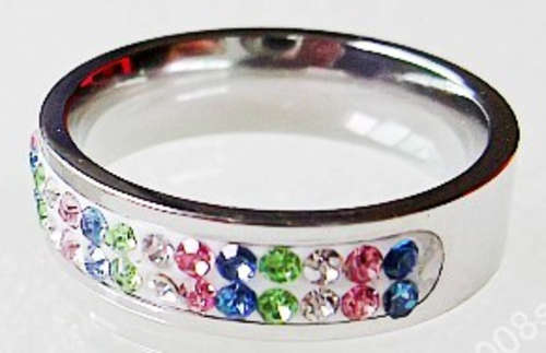 Multi Colour Crystal Ring - Size 20