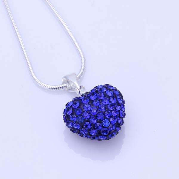 sapphire blue star of shamballa heart necklace with silversnakechain