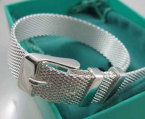 Weaved Belt Bracelet Rhodium Plated