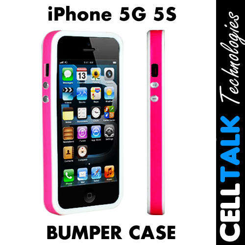 Soft TPU Bumper Case Cover For iPhone 5 5S PINK & WHITE