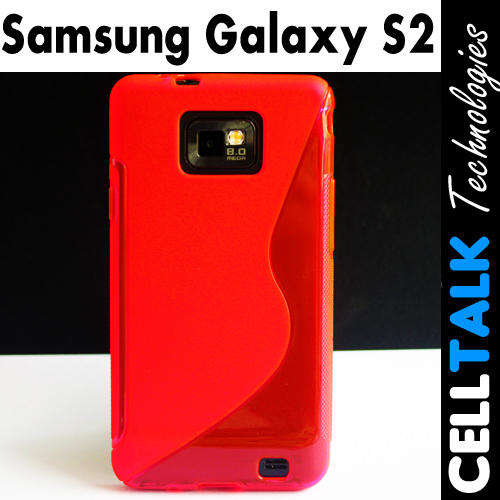 TPU S Line Soft Gel Silicone Case For Samsung Galaxy S2 RED