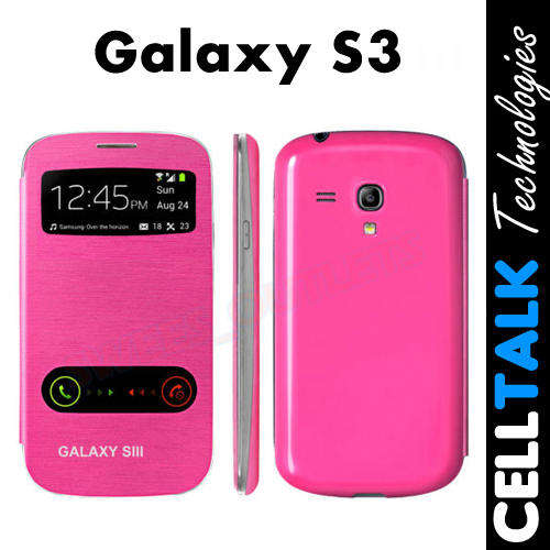 Samsung Galaxy S3 i9300 Flip Window Case PINK+ FREE SCREEN GUARD