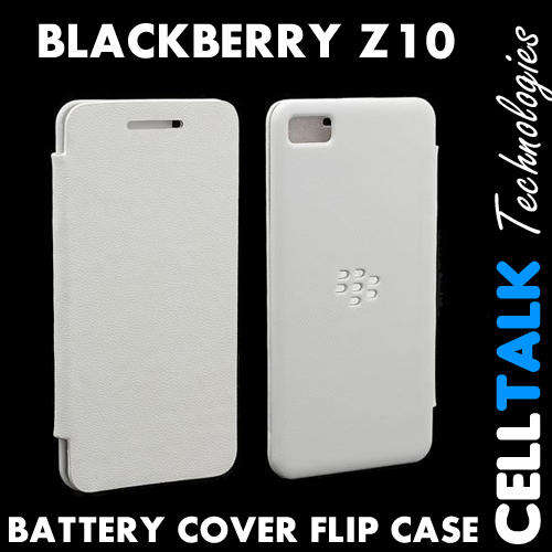 Slim Flip Leather Battery Back Cover Case For Blackberry Z10 WHITE